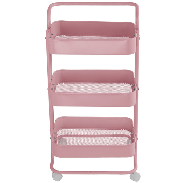 Gracious Living Three-Tier Utility Cart, Pink B6