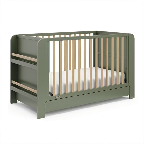 Graco Read-with-Me 4-in-1 Crib with Drawer - Olive/Driftwood H5
