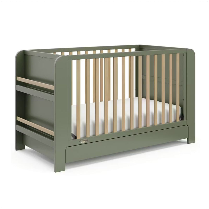Graco Read-with-Me 4-in-1 Crib with Drawer - Olive/Driftwood H5