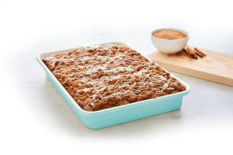 Green Pan Rectangular Teal Ceramic Non-Stick Oblong Cake Pan, 13.54x9.56x2.71-in F8