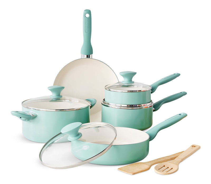 GreenPan Rio Ceramic Cookware Set, Dishwasher & Oven Safe, 11-pc L8