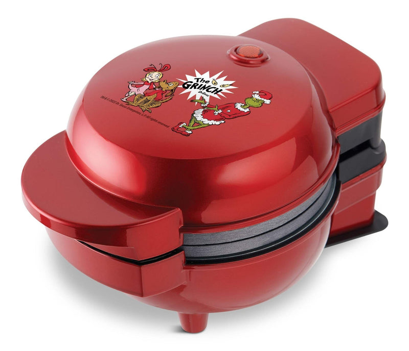 Grinch Non-Stick Mini Waffle Maker and Griddle, 6 Interchangeable Plates, Non-Stick, Red. I3