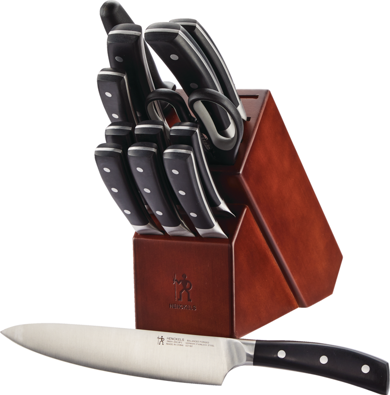 Henckels Balanced Forged Steel Knife Block Set, Ergonomic Grip, 14-pc S3