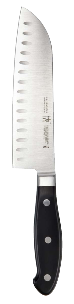 Henckels Stainless Steel Fine Edge Forged Santoku Knife, Ergonomic Grip, 7-in V6