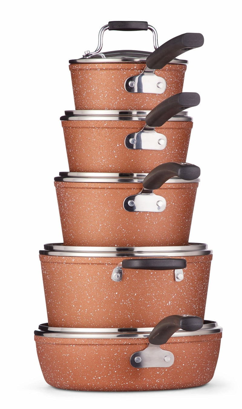 Heritage The Rock Copper Essentials Cookware Set, Non-Stick, Dishwasher & Oven Safe, 10-pc Y6