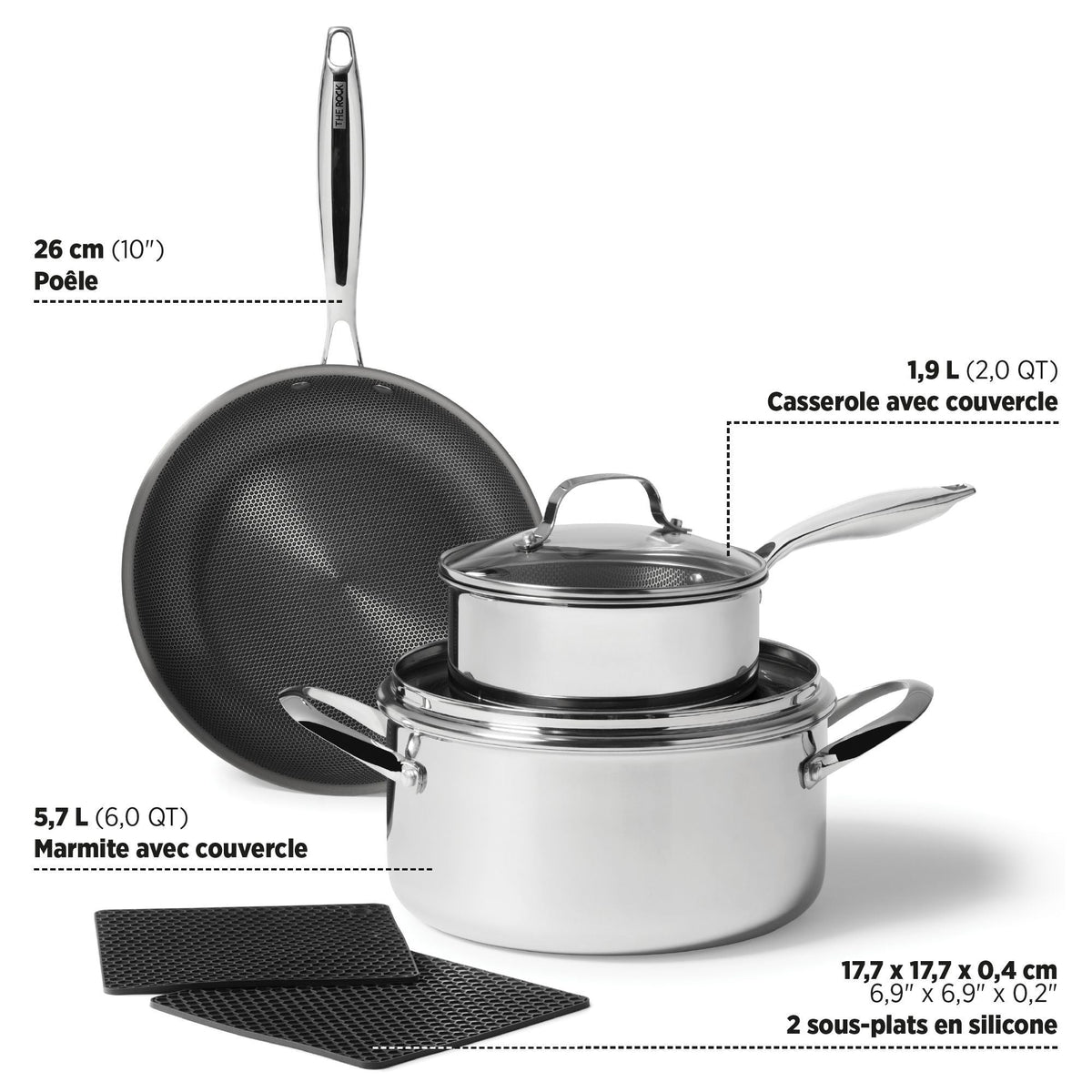 Heritage The Rock Hybrid Clad Ceramic Cookset, 7-pc