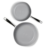Heritage The Rock O Naturel Ceramic Non-Stick Frying Pan Set, Dishwasher & Oven Safe, Baby Blue, 26-cm & 30-cm, 2-pk
