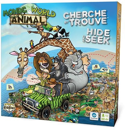 Hide and Seek Animal World Family Board Game, Bilingual, Ages 4+ U1
