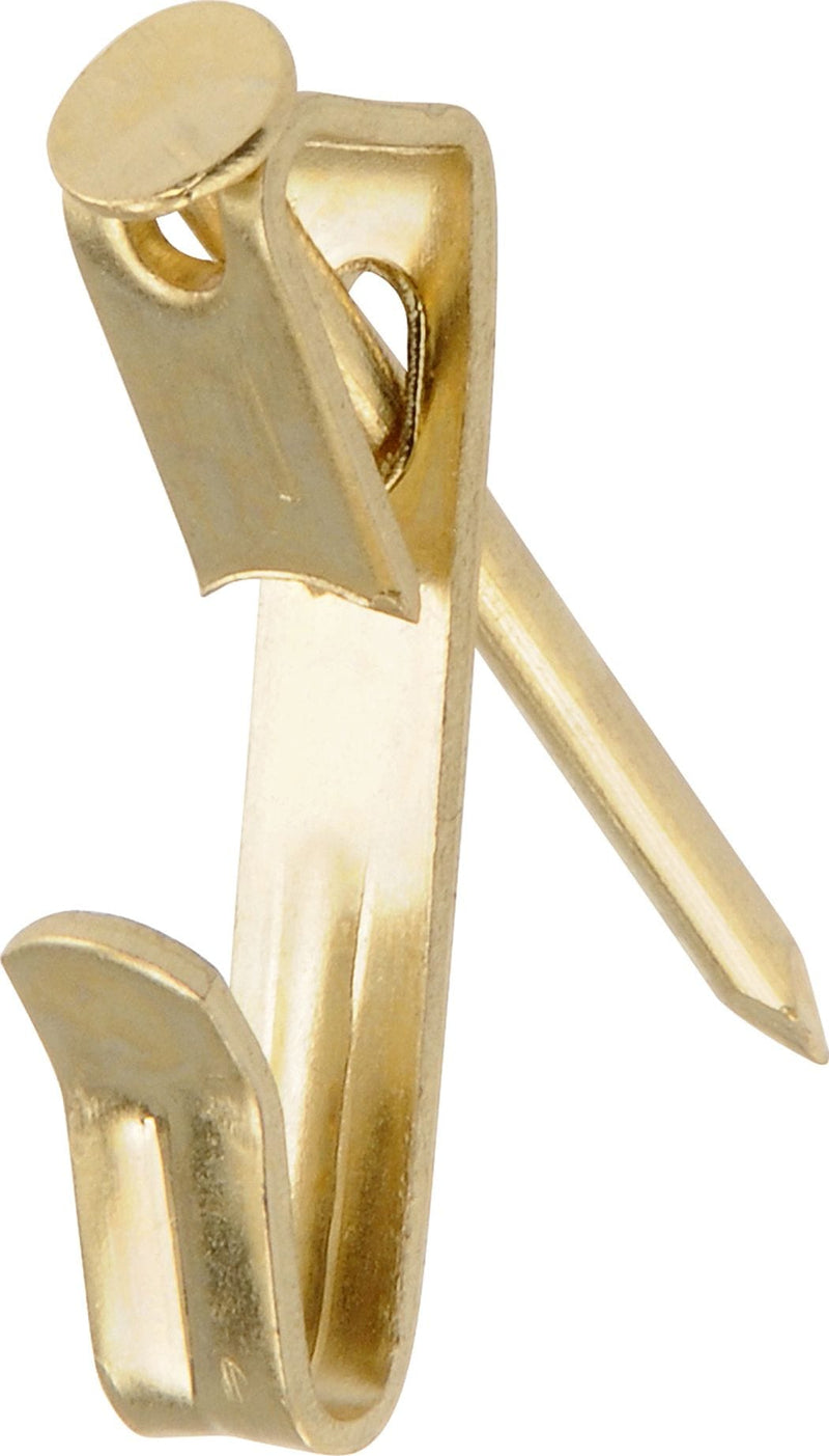 Hillman Conventional Picture Hanger, For DrywAll/ Plaster WAll, 30-lb Capacity, Brass Plated, 6-pk U4