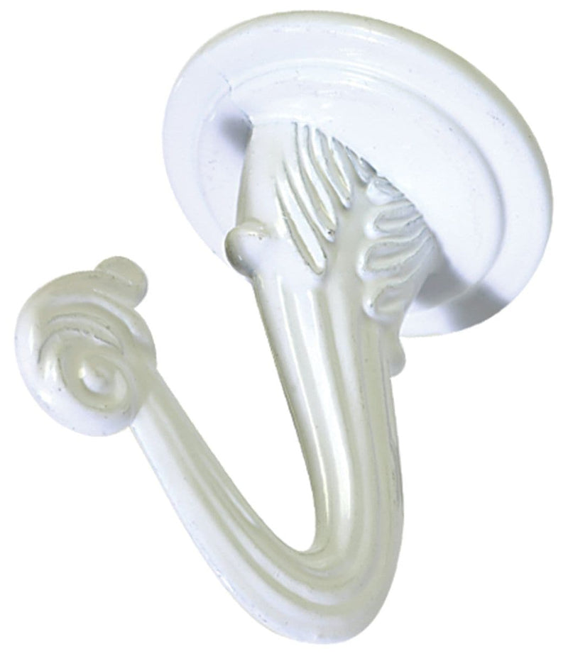 Hillman Large Swag Hook, Screw and Anchor Included, Solid Steel, White H3