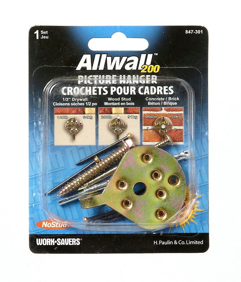 Hillman No Stud All WAll Picture Hanger, With Fasteners, 200-lb Capacity, Gold S9