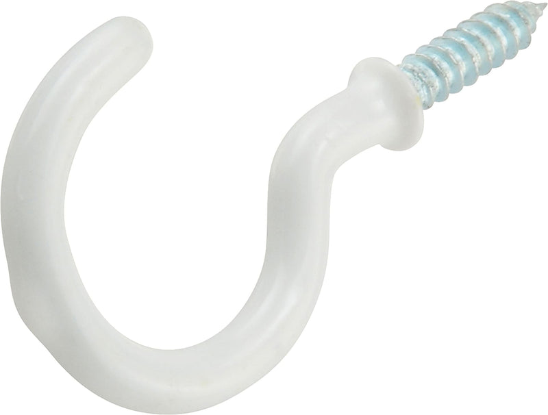Hillman Steel Vinyl Mug Cup Hooks, Screw-In, White, 1-1/4in, 3-pk F0
