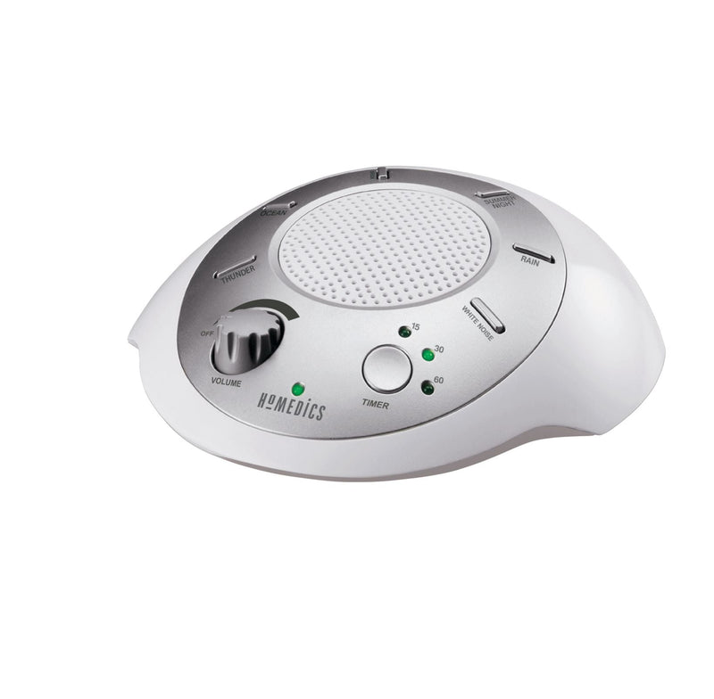HoMedics SoundSpa Battery-Operated Portable White Noise Sleep Sound Machine with Auto-Off Timer, White F4
