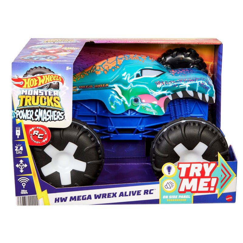 Hot Wheels Monster Truck Remote Controlled 1:15 Scale Mega Wrex Toy Vehicle with Sounds & Lights, Ages 5+ G0