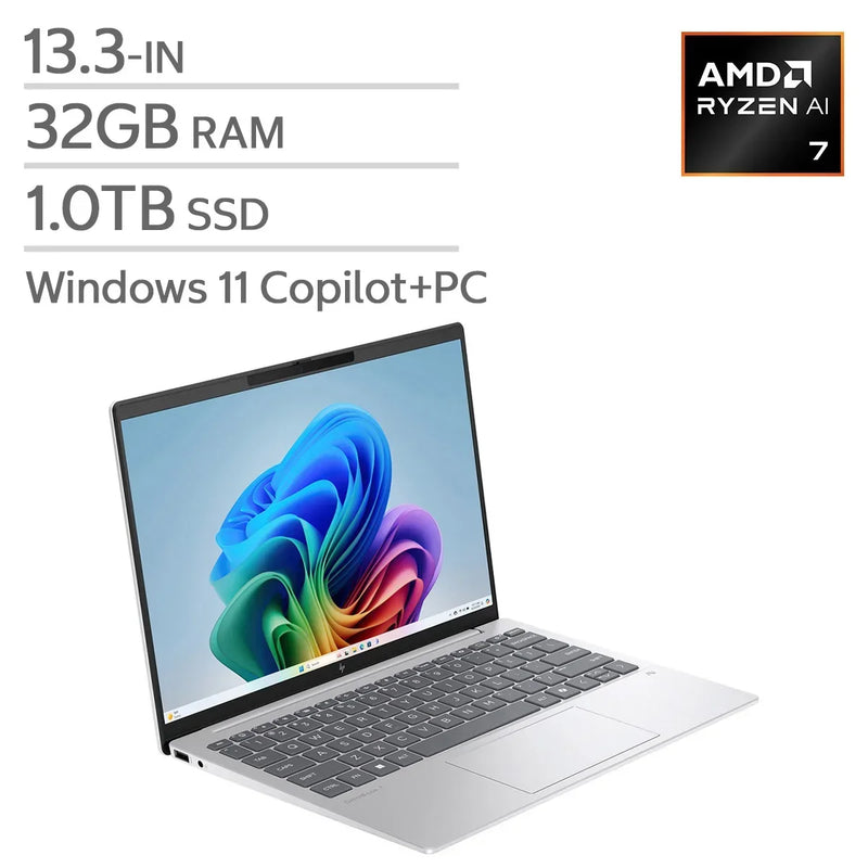 HP Omnibook 7 Aero 13.3-in. Copilot+ PC Laptop, AMD Ryzen AI 7 350, 32 GB RAM, 1 TB SSD I4