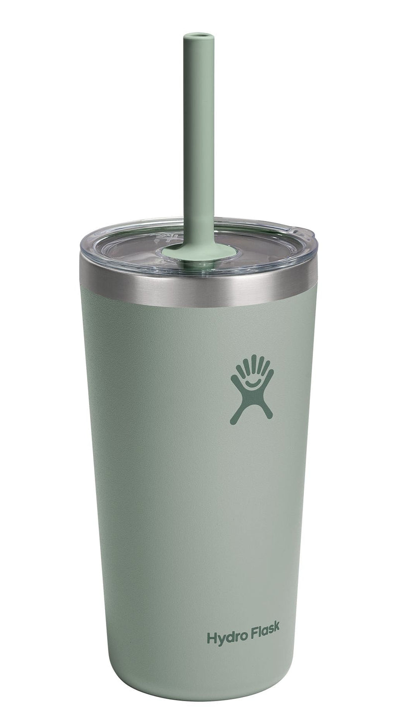 Hydro Flask Stainless Steel Insulated All Around Tumbler with Clear Press-In Straw Lid, Agave, 20-oz L5