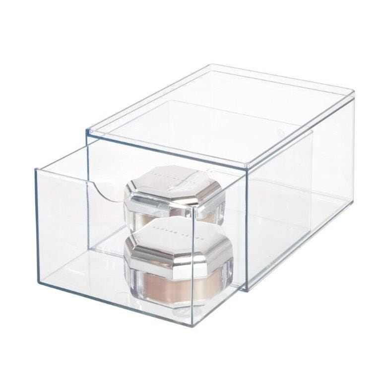 iDesign RPET Stackable Pull-Out Drawer Organizer Bin, Clear V8