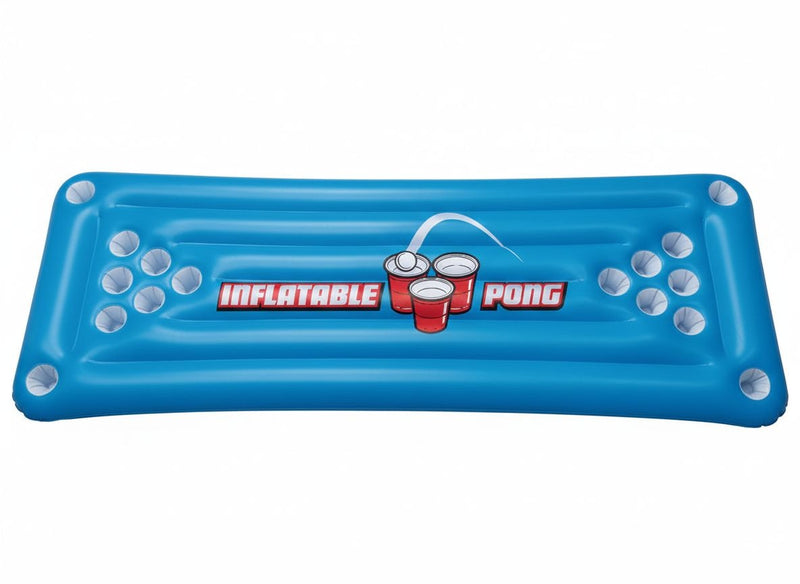 Inflatable Beer Pong Pool Game, Blue, 71-in, for Beach/Pool Fun Activities J7