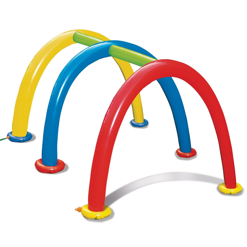Inflatable Splash Tunnel Water Sprinkler, Yellow/Blue/Red, Ages 3+, for Beach/Pool Fun Activities X3