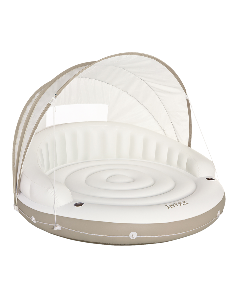 Intex Off White Canopy Inflatable Pool Island Multi Person Float with Detachable Sun Shade F6