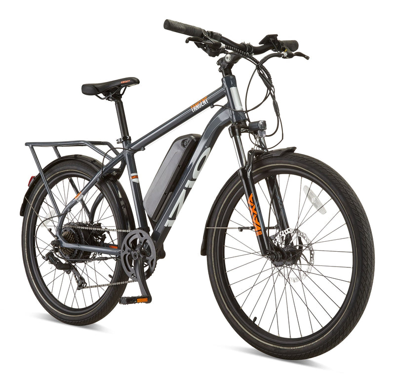 iZip Tangent All-Terrain 48V Electric Bike with Storage Carrier, 26-in Wheel, Grey Z9