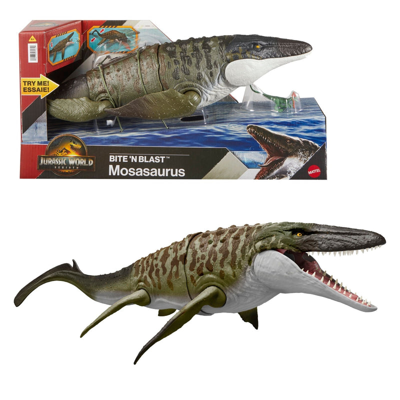 Jurassic World Bite 'N Blast Mosasaurus Toy for Ages 3+ H6