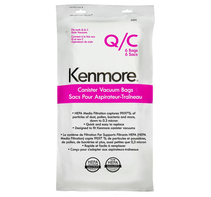 Kenmore Genuine HEPA Canister Vacuum Cleaner Bags, 6-pk S2