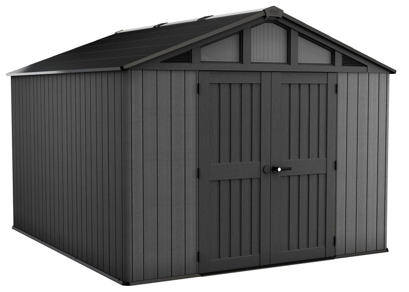 Keter Apex Resin 2-Door Outdoor Storage Shed with Full Length Skylight, Grey, 10-ft x 11.5-ft V5