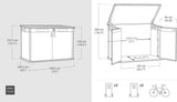 Keter Cortina Mega Horizontal 2-Door Resin Outdoor Storage Shed with Built-In Ventilation & Open Roof/Lid, Grey, 533-Gal