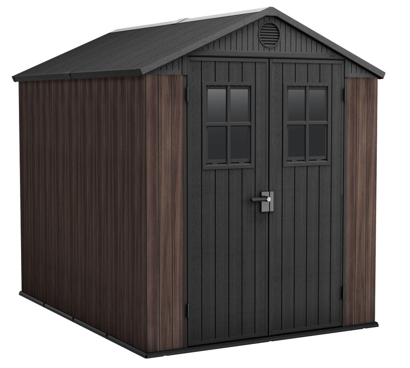 Keter Darwin Resin Outdoor Storage Shed with DecoCoat, Brown, 6-ft x 8-ft F0