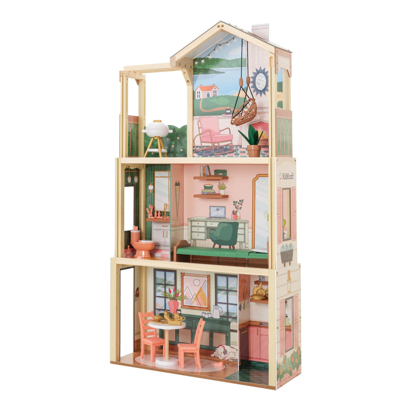 KidKraft Three Story Collapsible Click N Play Wooden Dollhouse for Ages 4+ G9