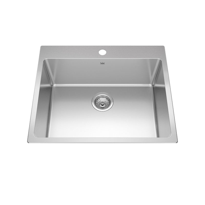 Kindred Brookmore Drop in Single Bowl 1-Hole Kitchen Sink, 25-in x 20.9-in x 9-in, Stainless Steel E5