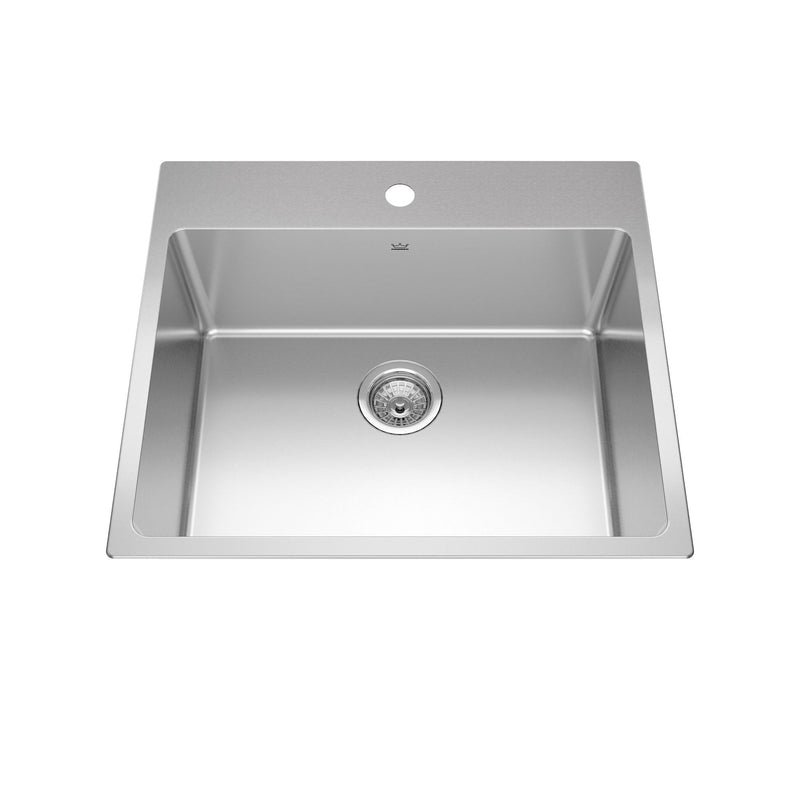 Kindred Brookmore Drop In Single Bowl 1-Hole Kitchen Sink, 25-in x 22-in x 9-in, Stainless Steel G8