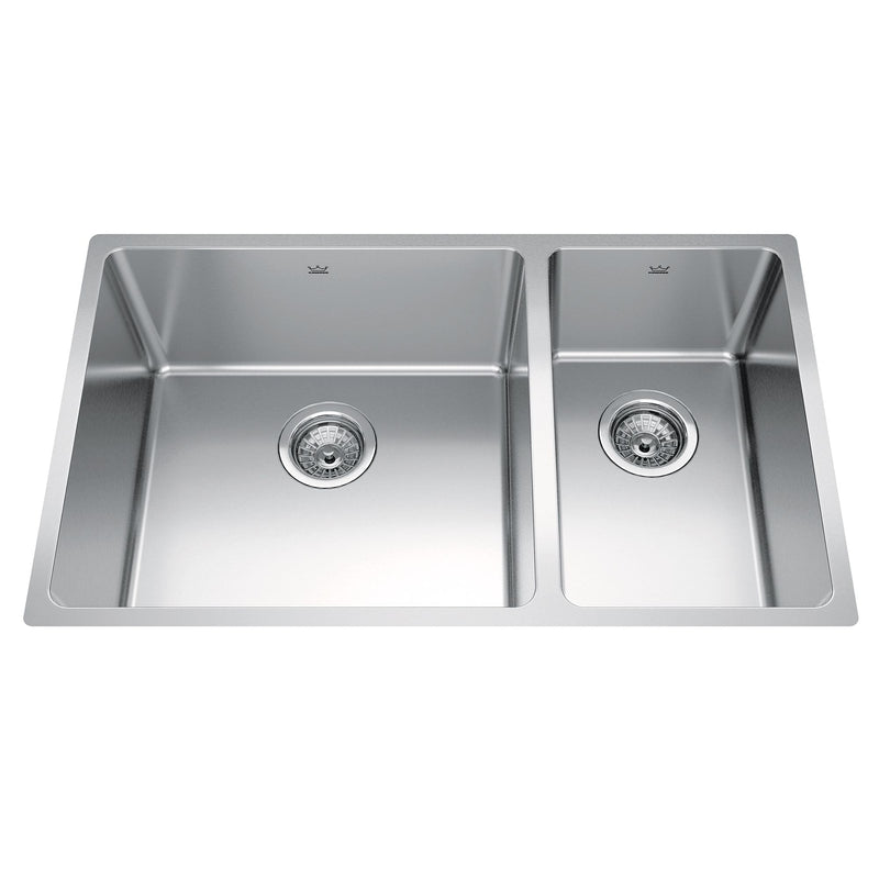 Kindred Brookmore Undermount Combination Bowl Kitchen Sink, 30.5-in x 18.1-in x 9-in, Stainless Steel S8