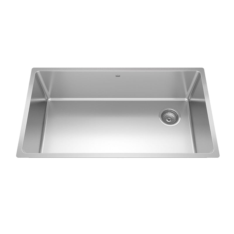 Kindred Brookmore Undermount Single Bowl Off Set Waste Kitchen Sink, 32.5-in x 18.1-in x 9-in, Stainless Steel R2