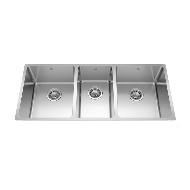 Kindred Brookmore Undermount Triple Bowl Kitchen Sink, 41.5-in x 18.1-in x 9-in, Stainless Steel W0