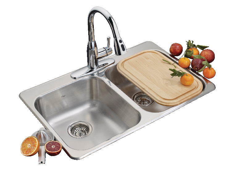 Kindred Reginox Drop In Double Bowl 3-Hole Kitchen Sink, 31.25-in LR x 20.5-in FB, Stainless Steel X8