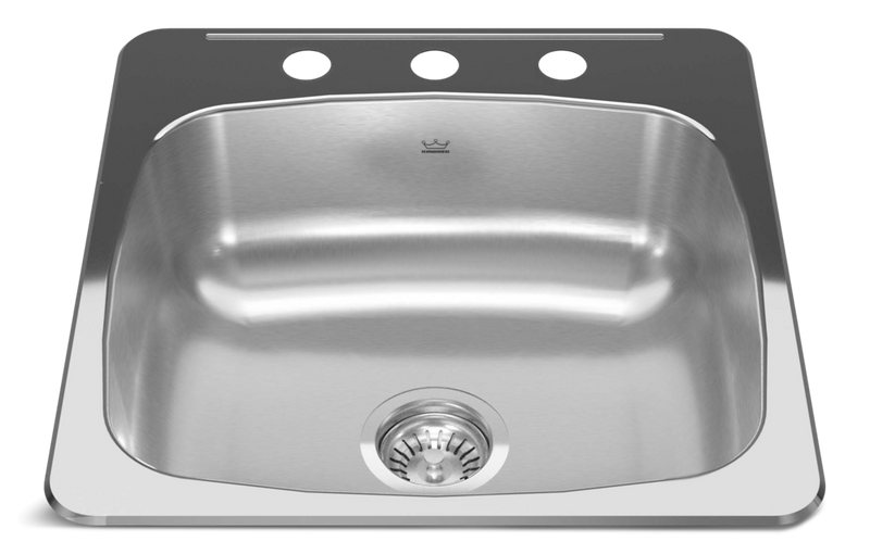 Kindred Reginox Drop In Single Bowl 3-Hole Kitchen Sink, 20.13-in x 20.56-in, Stainless Steel X9