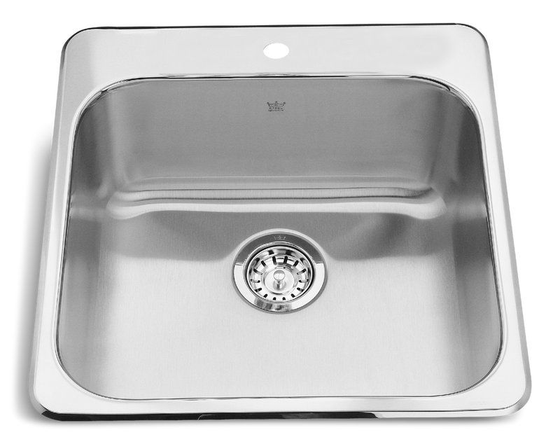 Kindred Steel Queen Drop In Single Bowl 1-Hole Kitchen Sink, 20-in x 20.5-in x 8-in, Stainless Steel Y7
