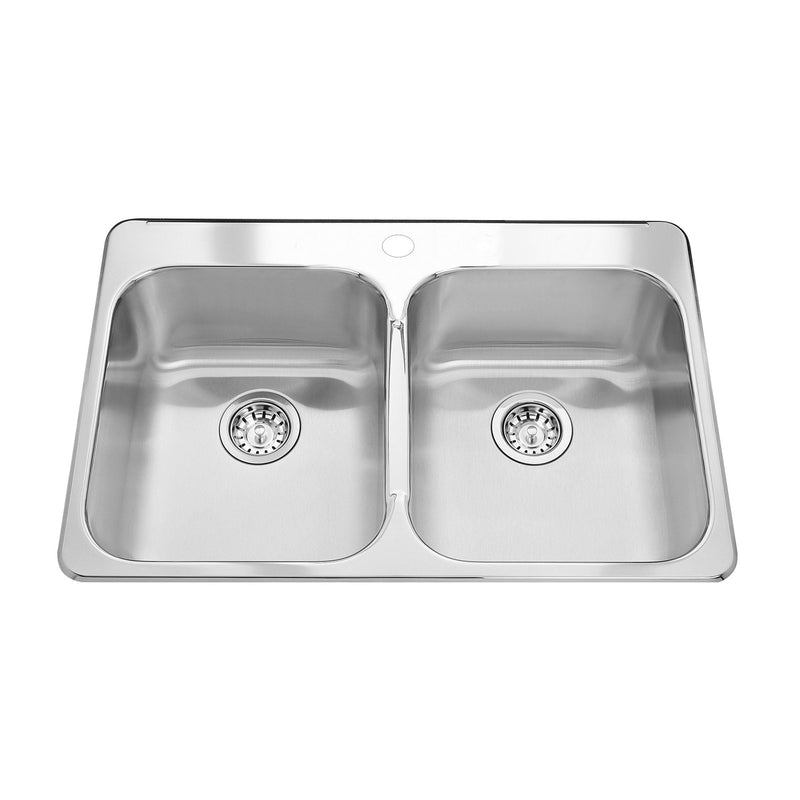 Kindred Steel Queen Kitchen Top Mount Double Ledgeback Sink, 8 inch deep Z7