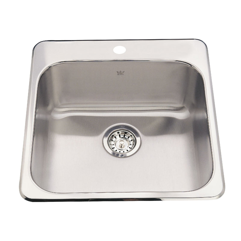 Kindred Steel Queen Top Mount Stainless Steel Single Bowl Kitchen Sink, 23x23x7-in G6