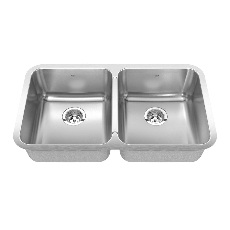 Kindred Steel Queen Undermount Double Bowl Kitchen Sink, 30.88-in x 17.75-in x 8-in, Stainless Steel O6