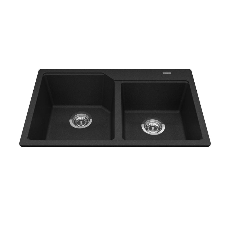Kindred Urban Drop In Granite Double Bowl Kitchen Sink, 30.69-in x 19.69-in x 8.63-in, Onyx B6
