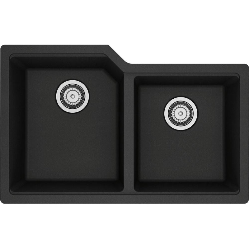 Kindred Urban Undermount Granite Double Bowl Kitchen Sink, 30.69-in x 19.69-in x 8.63-in, Onyx N5