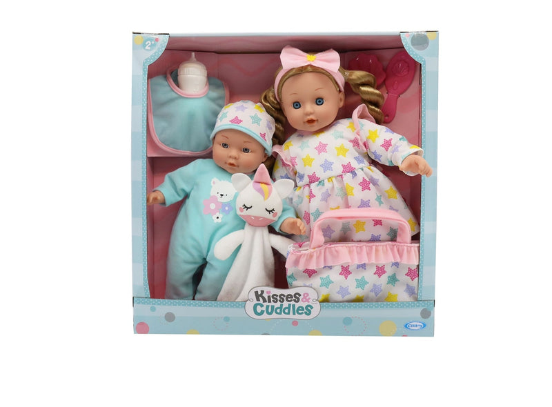 Kisses & Cuddles Soft Body Baby Doll Gift Set with 12-in and 16-in Dolls S4