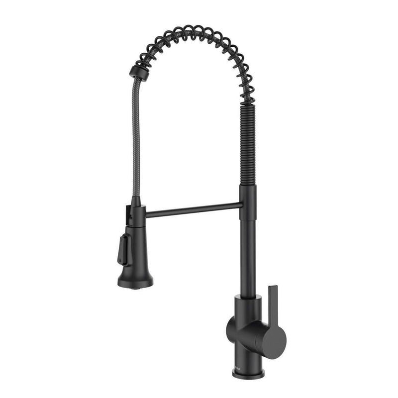 Kraus Britt Commercial Style Pull-Down Single Handle Kitchen Faucet, Matte Black L9
