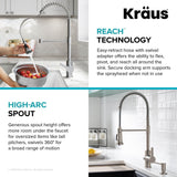 Kraus Britt Commercial Style Pull-Down Single Handle Kitchen Faucet, Matte Black
