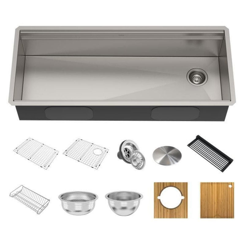 Kraus Kore 2-Tier Workstation Undermount 16-Gauge Single Bowl Kitchen Sink with 10 Accessories, 45-in N2