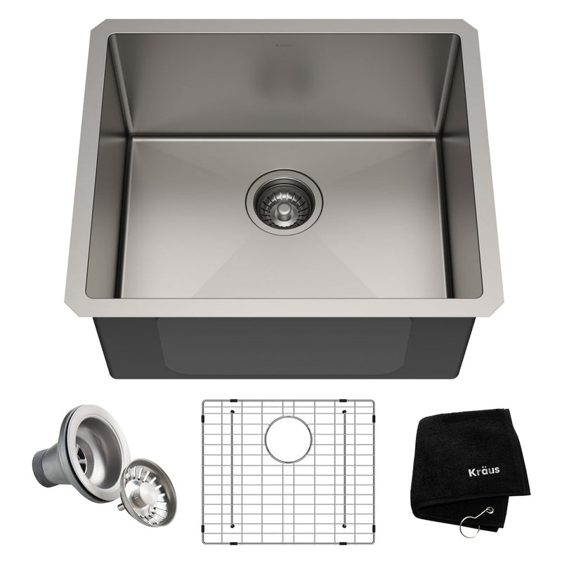 Kraus Standard PRO Undermount Stainless Steel Single Bowl Kitchen Sink, 21x18x10-in X2