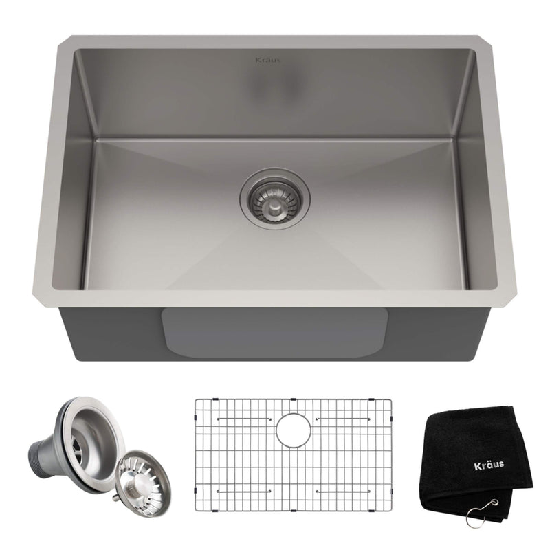 Kraus Standard PRO Undermount Stainless Steel Single Bowl Kitchen Sink, 23x18x10-in G4